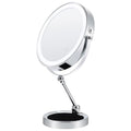 9" Lighted Makeup Mirror,1X/10X Magnifying Vanity Mirror with Height & Brightness Adjustable,Rechargable Makeup Mirror,360¡ÆRotation Double Sided Standing Desk Mirror (Polish Chrome)