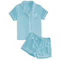 LYANER Women's Satin Silky Short Sleeve Button Shirt Sleepwear 2Piece Pajama Set