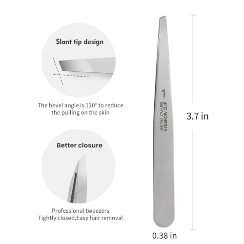 Professional Slant Tweezers for Eyebrows – Stainless Steel, Precision Tips