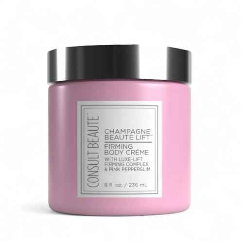Consult Beaute Champagne Lift Hydrating Firming Body Cream with Pink Pepperslim for Crepey Skin Moisturizer Tightens, Tones & Hydrates Dry Skin on Arms & Legs - 8 oz.
