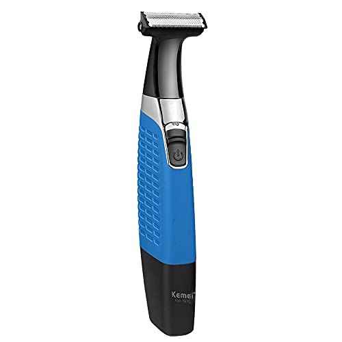 KEMEI Electric Razor, Beard Trimmer Men, Waterproof Beard Grooming,Cordless USB Rechargeable Body Groomer and Hair Remover for Eyebrow, Beard Facial& Body Hair for Men and Women,Blue