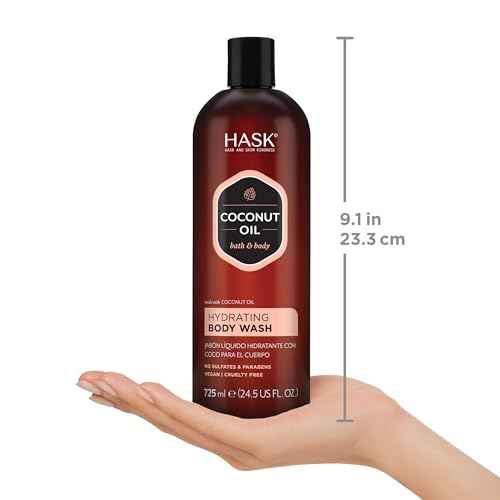 HASK Coconut Oil Nourishing Body Wash | Hydrates & Softens Skin, Vegan, pH-Balanced, Free of Sulfates, Parabens, Gluten, & Cruelty-Free
