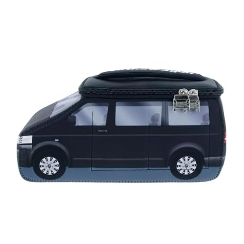 BRISA VW Collection - Volkswagen Neoprene Universal Makeup Cosmetics Toiletry Travel Pharmacy Bag in T5 Bus Design (Black/Large)