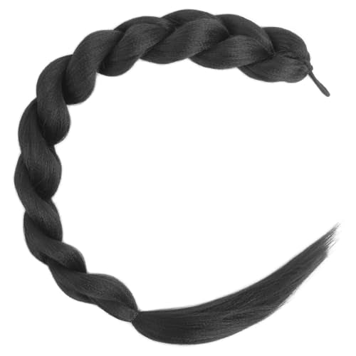 24 Inch Black Braided Ponytail Hair Extension with Tie