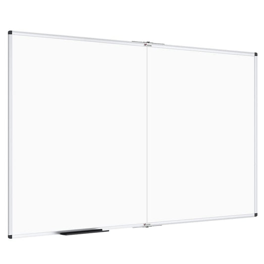 VIZ-PRO Large Dry Erase White Board/Magnetic Foldable Whiteboard, 48 X 48 Inches, Silver Aluminium Frame