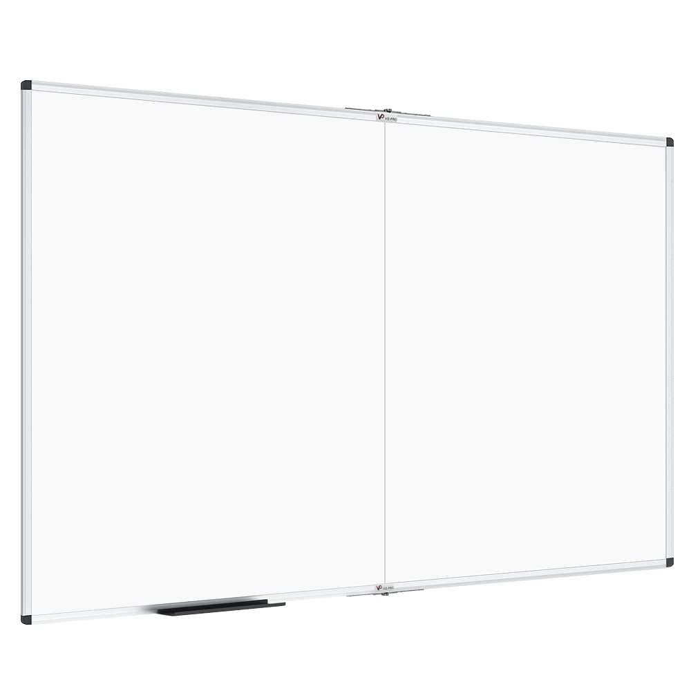 VIZ-PRO Large Dry Erase White Board/Magnetic Foldable Whiteboard, 60 X 36 Inches, Silver Aluminium Frame