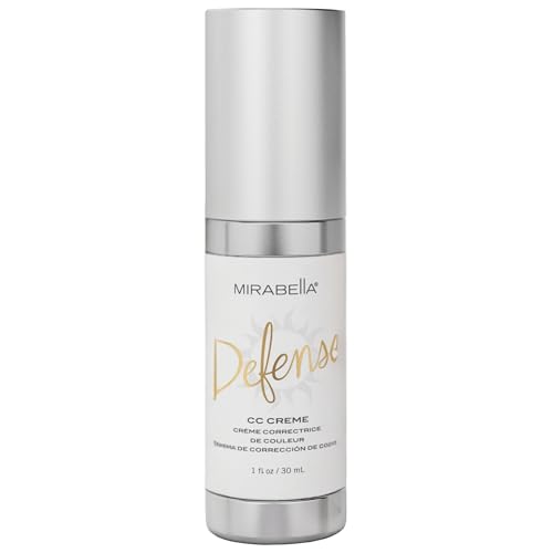 Mirabella Defense CC Creme Full Coverage Foundation with SPF 20, CC Cream Foundation with Sunscreen & Hyaluronic Acid, Oil Control with Salicylic Acid - Dark
