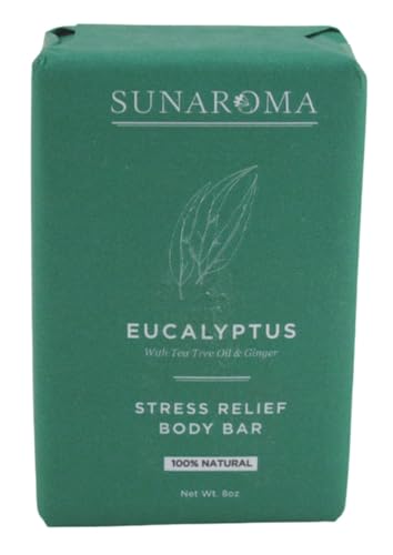 Sunaroma Soap Bar Eucalyptus With Tea Tree + Ginger 8 Ounce (3 Pack)