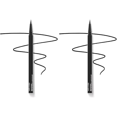 wet n wild Breakup Proof Skinny Ultra-Fine Brush Tip Waterproof Liquid Eyeliner Ultra Black (Pack of 2)