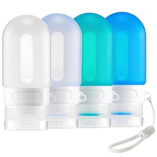 Silicone Clear Travel Bottles for Toiletries,Leak Proof Squeezable Travel Size Containers,TSA-compliant Travel Essentials,2oz,4 Pcs,blue