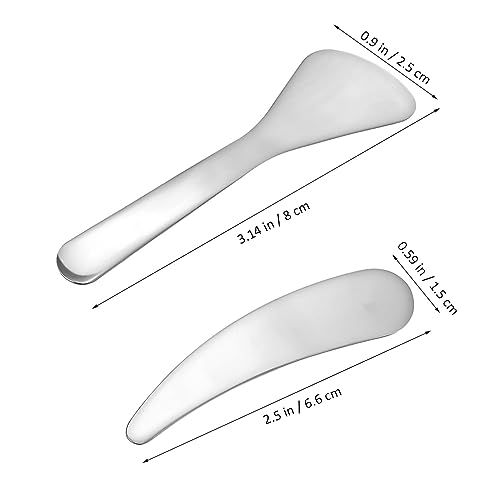 Mini Metal Cosmetic Spatula 2pcs Stainless Steel Spatula Reusable Facial Applicator Cosmetic Spatula for Cream Lotions Moisturizers Wash-Off Masks
