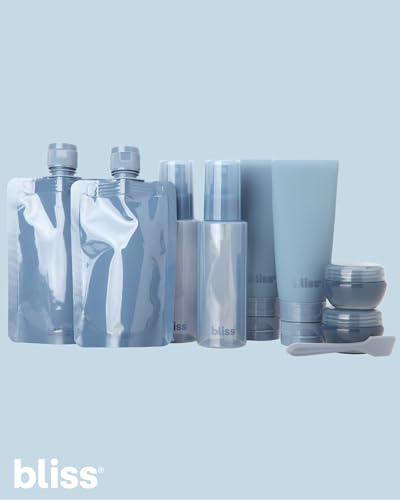 Bliss Travel Bottles Set 10pcs TSA Approved Leak-Proof Refillable - Denim Blue