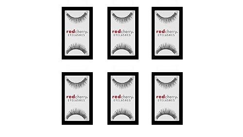 Red Cherry #747S False Eyelashes - 6 Pairs Natural Black