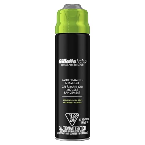 Gillette Labs Rapid Foaming Shaving Gel for Men, Alcohol, Dye and Paraben-Free with Vitamin B3 and Sea Kelp, Cools and Soothes Skin, 7 OZ