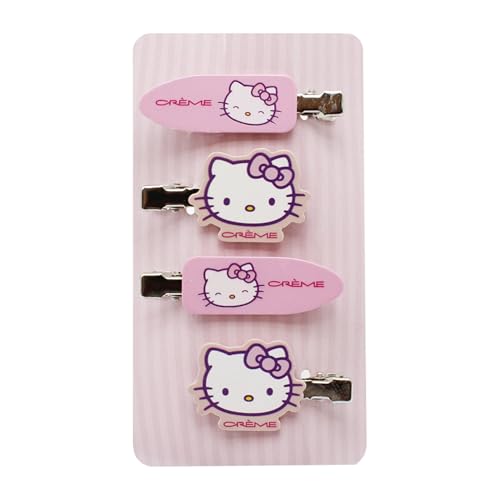 The Cr?me Shop X Hello Kitty Hair Clips - Crease-Free, Comfortable, Teeth-Free Design, Prevents Hair Damage, Cruelty-Free, Vegan, Limited Edition (Pack of 4)