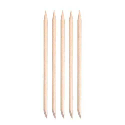 5PCS Orange Wood Nail Stick Set with Storage Tube - Double Sided Cuticle Pusher & Remover