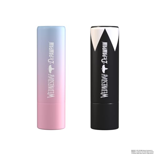 Dr. PawPaw Wednesday Ophelia Hall Lip Balm Set - Sheer Plum, Sheer Pink - Natural Balm with Aloe Vera - Hydrating Gluten Free Lip Moisturizer - 2 pc