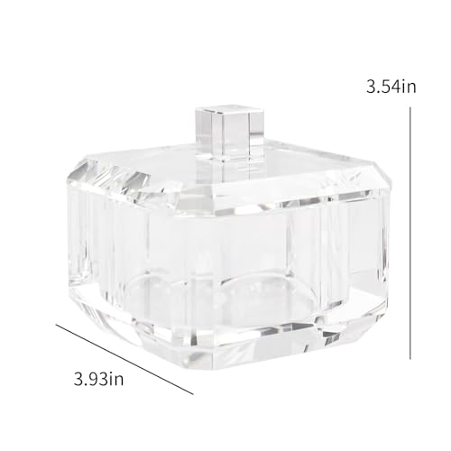 Crystal Candy Dish with Lid, Clear Candy Containers Desk Decor, Jewelry Box Candy Jar W 4" x H 3.5", Comes With Gift Box