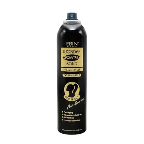 EBIN NEW YORK Wonder Ponytail Bond Freeze Spray Extreme Firm Hold - Coarse Hair 8oz/ 245ml | Long Lasting Hold, 24-Hour Frizz Control, Shine Enhancing, Fast-Drying, Lightweight, All Hair Types