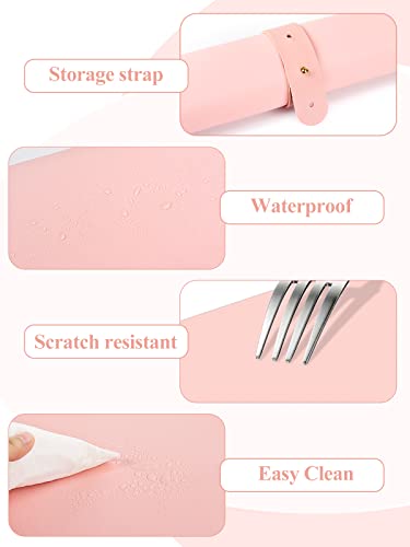(MAT ONLY) Pink Nail Art Table Mat, Foldable Hand Rest Pad for Arm