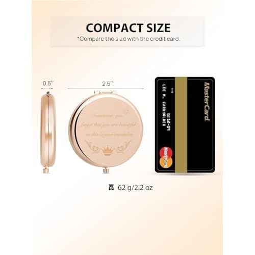 Gifts for Women, Personalized Compact Mirror, Unique Small Christmas Stocking Stuffers Gift for Her Mom Best Friends Teacher Sister Coworker Grandma (Rose Gold)