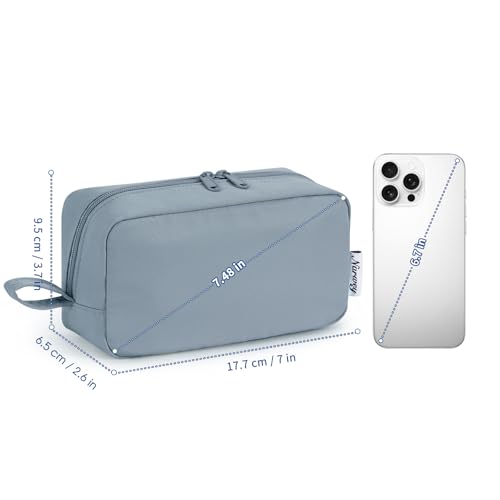 Narwey Mini Makeup Bag for Purse - Greyish Blue Travel Pouch