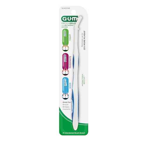 GUM Proxabrush Permanent Handle Refills - Compatible with Go-Betweens Interdental Brushes - Floss Picks for Teeth, Braces, and Implants (6pk)