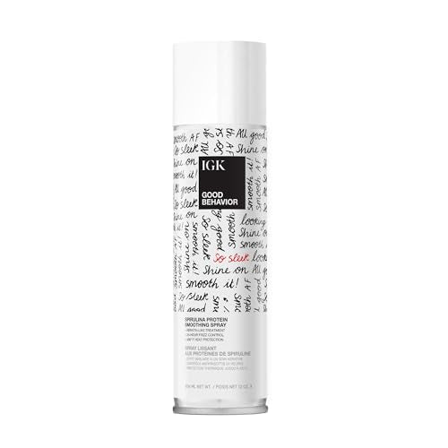 IGK Good Behavior Smoothing Spray 12 oz | Anti-Frizz Heat Protectant with 450¡ÆF Protection | Keratin-Like Finish for Sleek, Shiny Hair | Lightweight, Vegan & Color Safe