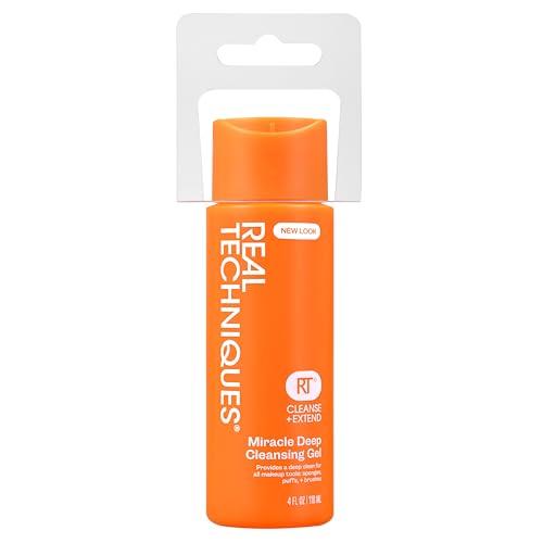 Real Techniques Miracle Deep Cleansing Gel, Makeup Brush & Sponge Cleaner Shampoo for Makeup Tools, Vegan & Cruelty-Free, 4 fl. oz./118 ml Bottle