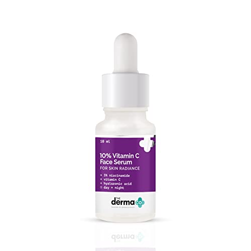 The Derma Co 10% Vitamin C Face Serum | Helps Restore Natural Glow | Tightens Pores & Hydrates Dry, Dull Skin | Radiance Serum for All Skin Types | 0.34 Fl Oz/10ml