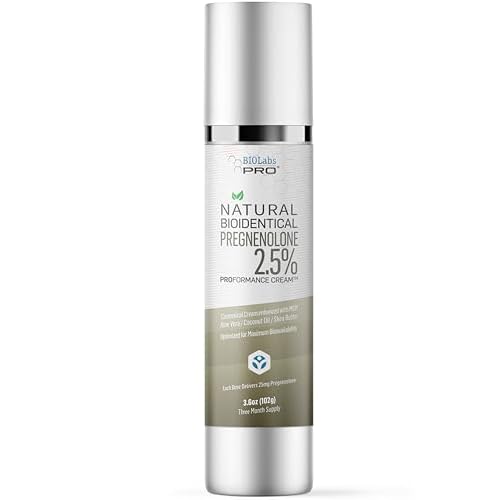 BIOLABS PRO Pregnenolone Cream 2.5% - Bioidentical Natural Pregnenolone - 25mg Per Dose - Three Month Supply - Luxury Bottle - 3.6oz