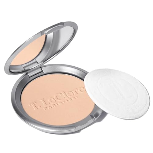 T. Leclerc Compact Pressed Powder - Super-Blendable Face Makeup Longwear Portable Matte Finish Radiant Natural Medium to Full Coverage Airbrushing Mineral Base For Pores & Imperfections (Sable)