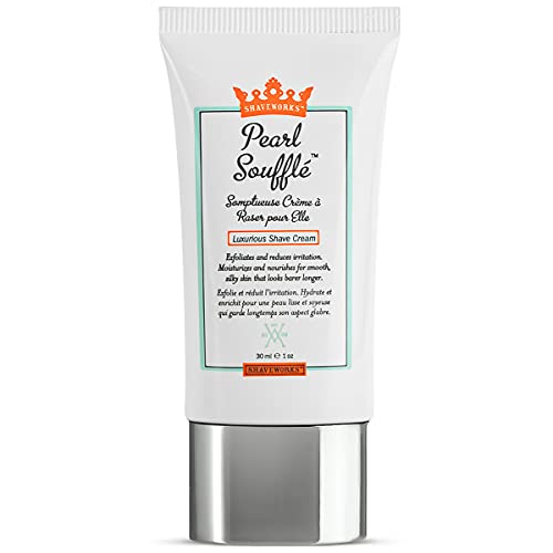 Shaveworks Pearl Souffl? Shaving Cream for Women ? Soothing, Hydrating Shave Lotion for Legs, Underarms, Bikini Area ? Reduces Irritation, Slows Future Hair Growth 1 Oz.
