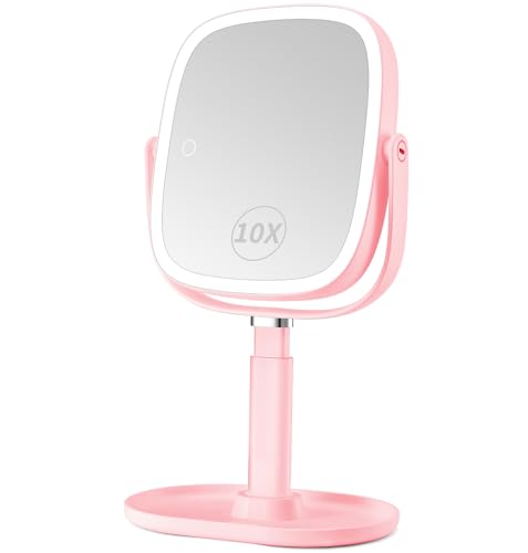 Lighted Makeup Mirror 8.5" 1x/10x Magnifying Rechargeable LED