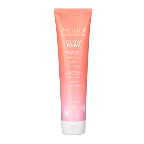 Pacifica Beauty Glow Baby AHA Brightening Body Scrub, Vitamin C, Kakadu Plum, Pineapple, Papaya, Moisturizing, Exfoliating, Nourishing, Glowing Skin, Body Care, Vegan, 5 fl oz (1 Count)