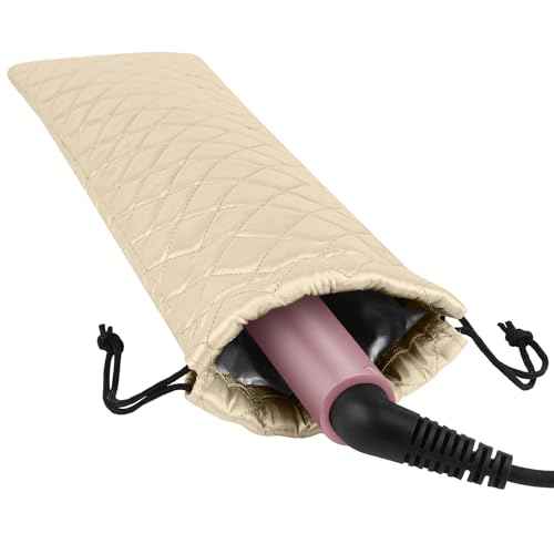 AMIJEAL Heat Resistant Hair Tools Organizer Bag Portable Travel Drawstring Storage Cover Pouch for Hair Straightening Irons, Curling Irons, Flat Irons and Hot Styling Tools(16" x 4.3")
