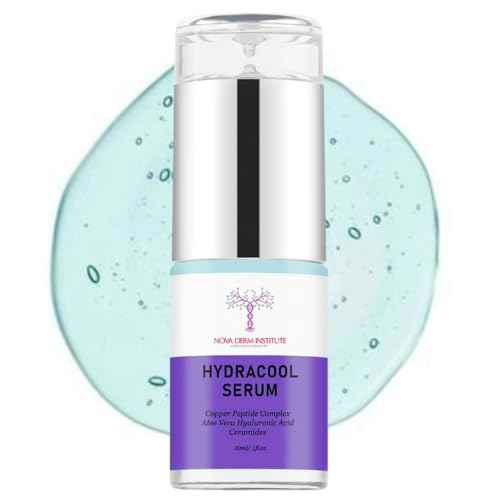Hydracool Hyaluronic Acid Serum Face Ultra Hydrating Anti-Aging Lightweight Soothing and Plumping Skin Care Peptide Serum Acidio Hialuronico by Nova Derm Institute (1 fl oz.)