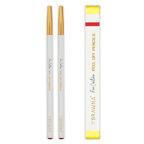 BRAWNA Pro Contour Peel Off Pencil for Eyebrow and Lip Mapping - Set of 2 - Red - PMU Supplies- Lip Blushing Supplies