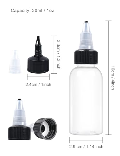 EOSAU 6-Pack 1oz Clear Squeeze Bottles with Twist Caps