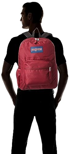 JanSport Cross Town Backpack 17" x 12.5" x 6" - Simple Bag for Everyone with 1 Main Compartment, Front Utility Pocket - Premium Class Accessories - Russet Red