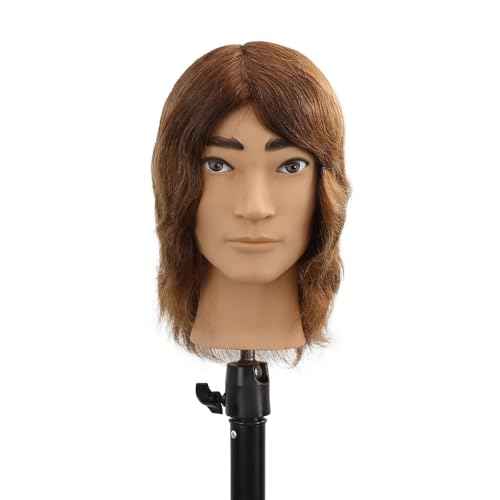 Stancia Barber Mannequin Head Male, Mannequin Head Human Hair for Practicing Haircut, Cosmetology Mannequin Head with 100% Human Hair
