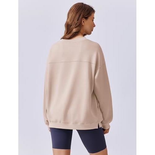 PINSPARK Sweatshirt for Women Oversized 2024 Fall Outfit Long Sleeve Y2K Pullover Top Crewneck Sweat Shirts with Side Pockets