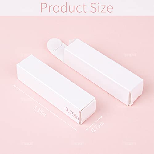 AUEAR, 50 Pack White Kraft Paper Lipstick Boxes Empty Lip Gross Box 3.35"x0.79"x0.79" Rectangle Balm Perfume Essence Oil Packaging Cases for DIY Gloss Gift