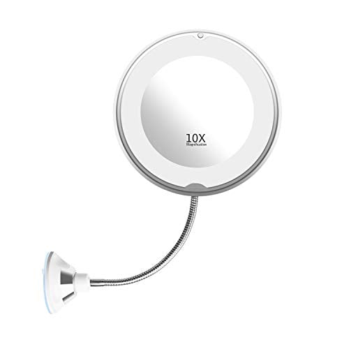 10X Magnifying LED Makeup Mirror with Flexible Gooseneck & Suction Cup