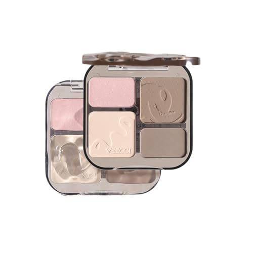 Face & Body Contour Palette - Highlighter Makeup Powder Stick with Glow Bronzer, Blush & Shimmer Cream, Korean Natural Glow, Gold/Silver/Vintage Non-Greasy Skin Tone (V2 Peach Mist)