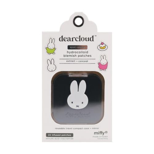 dearcloud Miffy Hydrocolloid Blemish Patches - 24 Count & Compact Case - Pimple Patches for Face, Acne Spot Treatment With Niacinamide & Salicylic Acid (Spot Rescue)