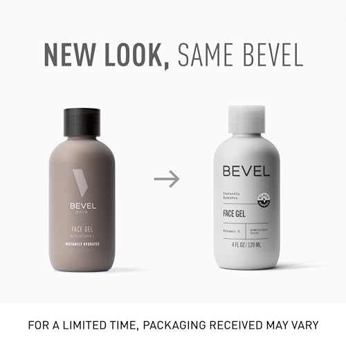 Bevel Face Moisturizer for Men with Vitamin C and Tea Tree Oil, Clear, Lightweight Face Lotion Gel, Improves Dry, Oily and Sensitive Skin, 4 Fl Oz (Packaging May Vary)