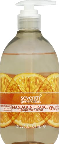 Seventh Generation Liquid Hand Soap, Mandarin Orange & Grapefruit, Gentle Plant-Based Formula, 12 Fl Oz