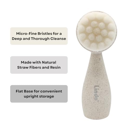 Lindo Eco Clean Dual-Sided Facial Cleansing Brush - Exfoliating Face Scrubber