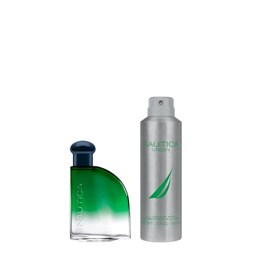 Nautica Green Men’s Gift Set 3.85 Fl Oz Duo with EDT & Deodorant, Long Lasting